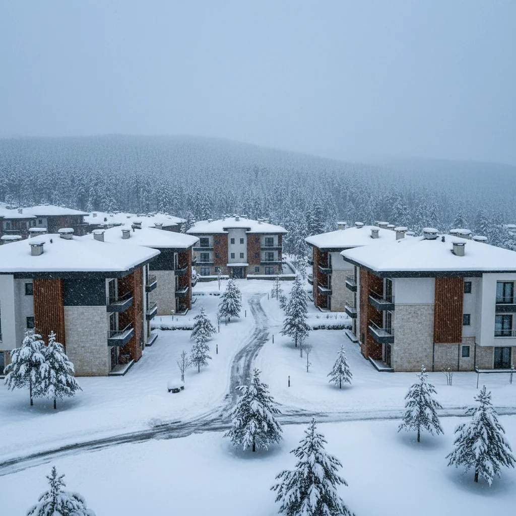 turkey winter apartment buildings snow